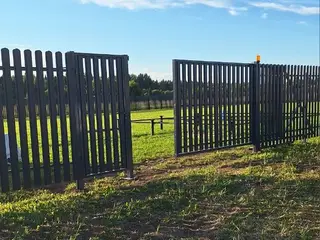 Забор из штакетник типа заборы из штакетника высотой 2 м, установлен в д. Лужа (фотоотзыв клиента) — фото 1 (1 из 2)